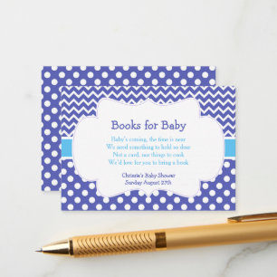 Blauwe Chevron & Polka Dot Book Request Informatiekaartje
