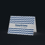 Blauwe Chevron Retro Broer Verjaardag Kaart<br><div class="desc">Verjaardagskaart voor broer met leuke blauwe chevron retro patroon en doordachte vers.</div>