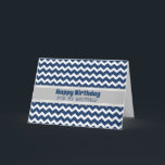 Blauwe Chevron Retro Broer Verjaardag Kaart<br><div class="desc">Verjaardagskaart voor broer met leuke blauwe chevron retro patroon en doordachte vers.</div>