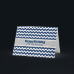 Blauwe Chevron Retro Vriend Verjaardag Kaart<br><div class="desc">Verjaardagskaart voor vriend met leuke blauwe chevron retro patroon en doordachte vers.</div>