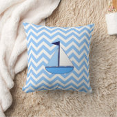 Blauwe Chevron Sailboat (Zig Zag) Pillow Kussen (Deken)