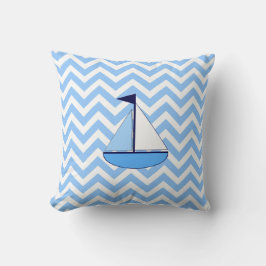 Blauwe Chevron Sailboat (Zig Zag) Pillow Kussen