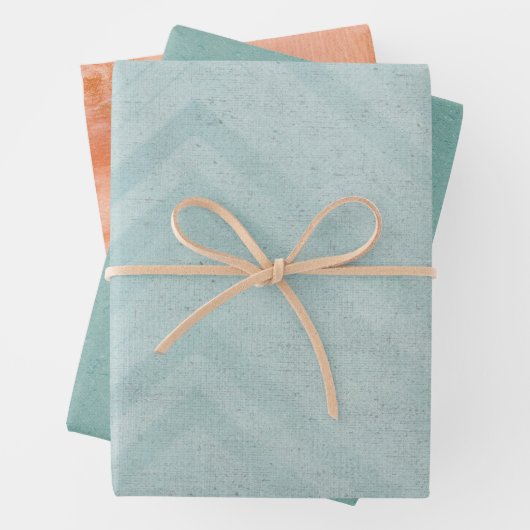 Blauwe Chevron strepen Inpakpapier Vel (In situ)