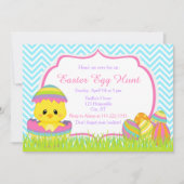 Blauwe Chevrons Paaseierjacht op kuikens Kaart (Voorkant)