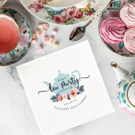 Blauwe  Chic Floral Tea Party Boy Baby shower Servet