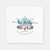 Blauwe  Chic Floral Tea Party Boy Baby shower Servet (Voorkant)