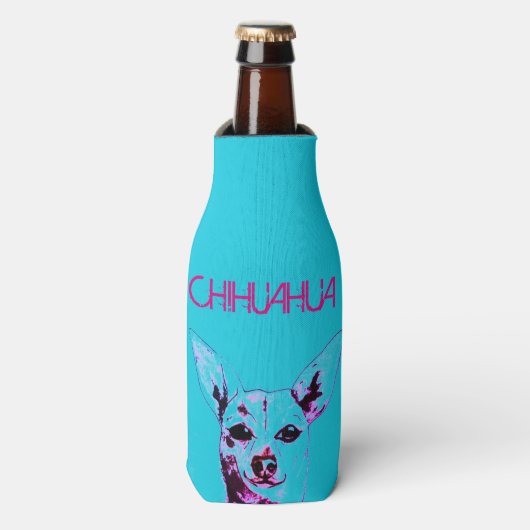 Blauwe Chihuahua thema fles koeler (Fles Voorkant)