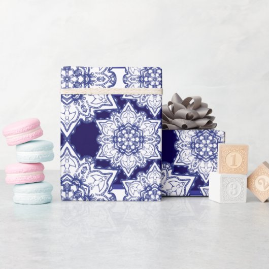 Blauwe china monsters cadeaupapier (Baby Shower)