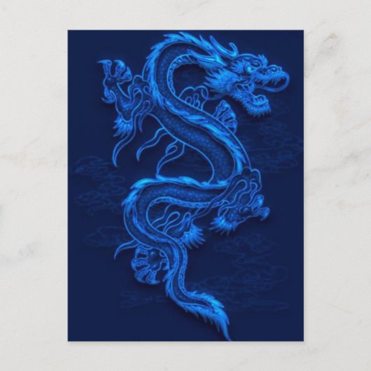 Blauwe Chinese draak Briefkaart (Voorkant)
