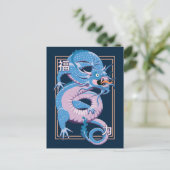 Blauwe Chinese draak Briefkaart (Staand voorkant)