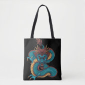 blauwe chinese draak tote bag (Voorkant)