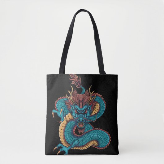 blauwe chinese draak tote bag (Voorkant)