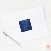 Blauwe Chinese draak Vierkante Sticker (Envelop)
