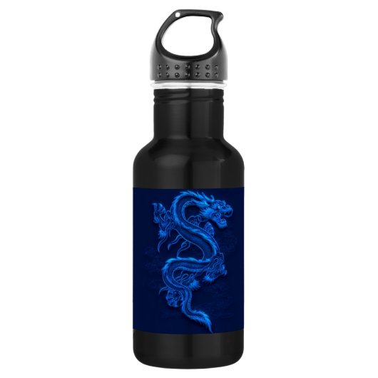 Blauwe Chinese draak Waterfles (Voorkant)