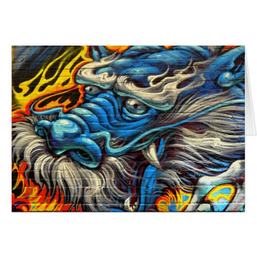Blauwe Chinese dragon Graffiti All Occasion Kaart (Voorkant Horizontaal)