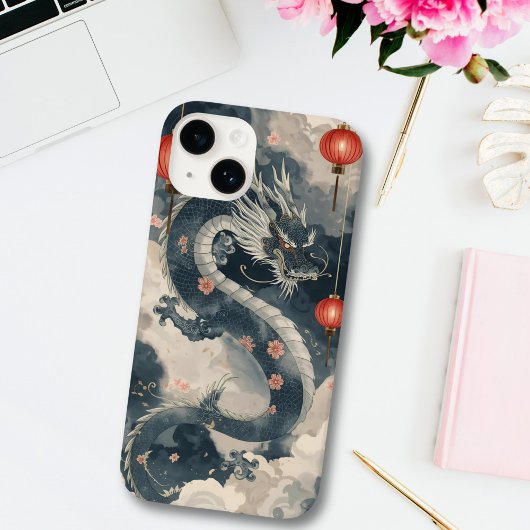 Blauwe Chinese drakenlantaarns Case-Mate iPhone Case