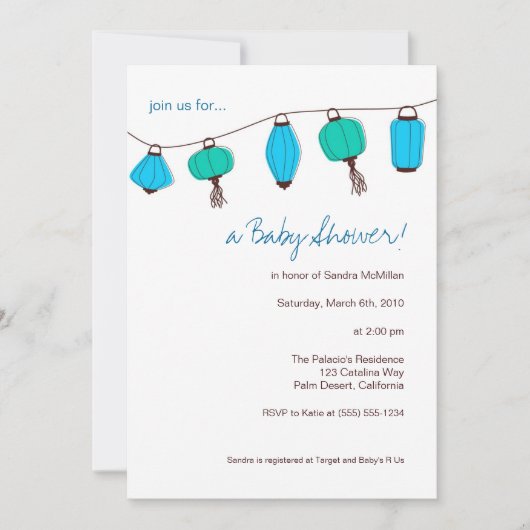 Blauwe Chinese lantaarns, 5x7 Kaart (Voorkant)