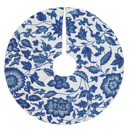 Blauwe Chinese sierbloem Kerstboom Rok (Voorkant)