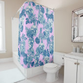 Blauwe Chinese vazen en bloemenboeket Waterverf Douchegordijn (In situ)