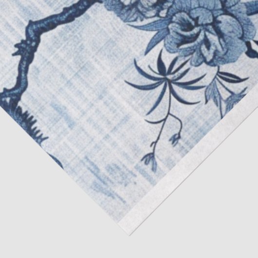 Blauwe Chinoiserie Aziatische Franse Decoupage Pri Tissuepapier (Detail)