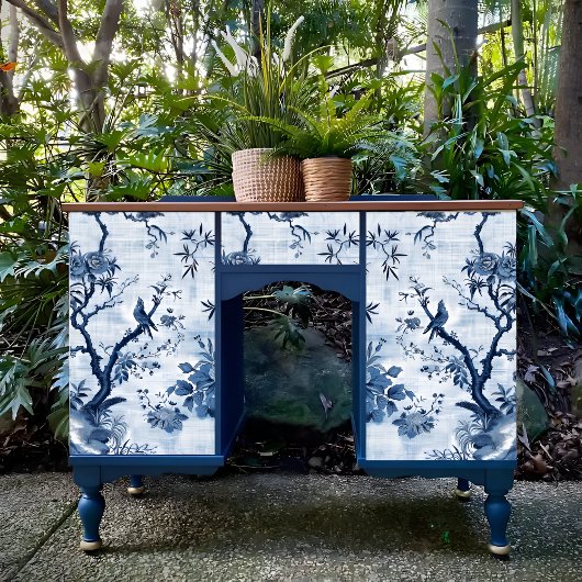 Blauwe Chinoiserie Aziatische Franse Decoupage Pri Tissuepapier