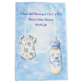 Blauwe Chinoiserie Baby Shower Cadeautasjes Zakken Medium Cadeauzakje