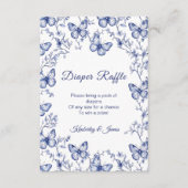 Blauwe Chinoiserie Baby shower Luier Raffle Informatiekaartje (Voorkant)