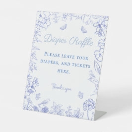 Blauwe Chinoiserie Baby shower Luier Raffle Reclamebord Met Voetstuk