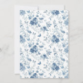 Blauwe Chinoiserie Bloem Bruidsdouche Kaart (Achterkant)