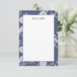 Blauwe Chinoiserie Bloemen Bedankkaart