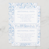 Blauwe Chinoiserie Bloemen Bruiloft Details Kaart (Voorkant / Achterkant)