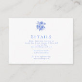  Blauwe Chinoiserie Bloemen Huwelijk Informatiekaartje (Voorkant)