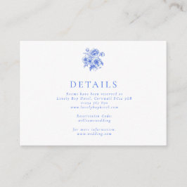  Blauwe Chinoiserie Bloemen Huwelijk Informatiekaartje