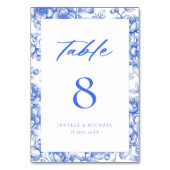  Blauwe Chinoiserie Bloemen Huwelijk Kaart (Achterkant)