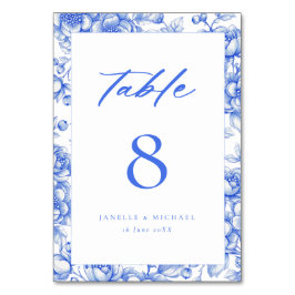  Blauwe Chinoiserie Bloemen Huwelijk Kaart