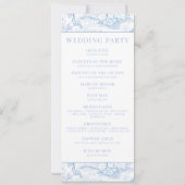 Blauwe Chinoiserie bloemenbruiloft programma kaart (Achterkant)