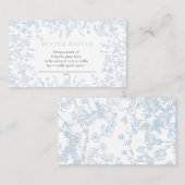 Blauwe Chinoiserie bloemenluier loterij kaart, spe Visitekaartje (Voorkant / Achterkant)