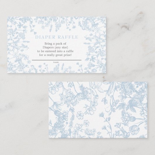 Blauwe Chinoiserie bloemenluier loterij kaart, spe Visitekaartje (Voorkant / Achterkant)