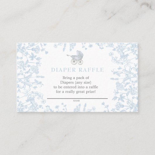 Blauwe Chinoiserie bloemenluier loterij kaart, spe Visitekaartje (Voorkant)