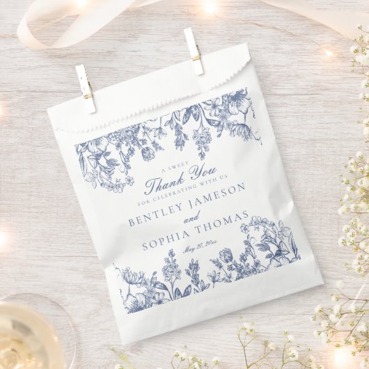 Blauwe Chinoiserie Bloemige Trouwtaart Bedankzakje (Geknipt)