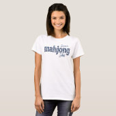 Blauwe Chinoiserie Bloemstuk Aangepaste Mahjong T-shirt (Voorkant volledig)