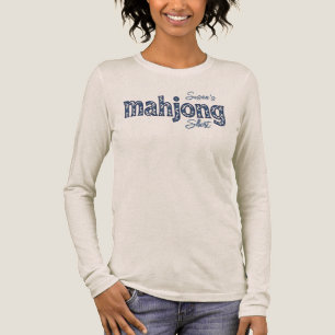 Blauwe Chinoiserie Bloemstuk Aangepaste Mahjong Tri-Blend Shirt