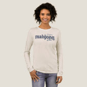 Blauwe Chinoiserie Bloemstuk Aangepaste Mahjong Tri-Blend Shirt (Voorkant)