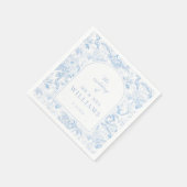 Blauwe chinoiserie boog bruiloft papieren servette servet (Hoek)