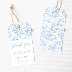 Blauwe chinoiserie bruiloft dank u cadeau gunst ta cadeaulabel