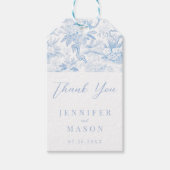 Blauwe chinoiserie bruiloft dank u cadeau gunst ta cadeaulabel (Voorkant)