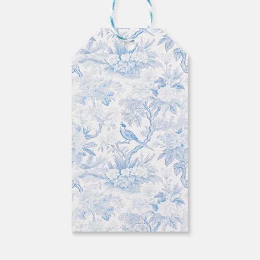 Blauwe chinoiserie bruiloft dank u cadeau gunst ta cadeaulabel (Achterkant)