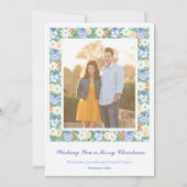 Blauwe Chinoiserie Chic Citrus Vrolijk Kerstfeest  Feestdagenkaart (Voorkant)