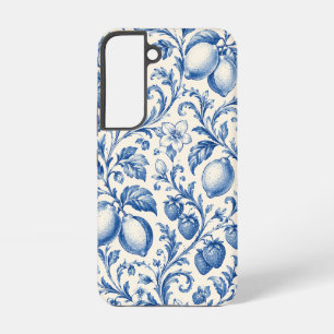 Blauwe Chinoiserie Citroen Aardbei Hoesje Samsung Galaxy Hoesje