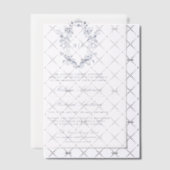 Blauwe Chinoiserie Crest Monogram Huwelijk Vellum Uitnodigingen (Offset (Uitnodiging))